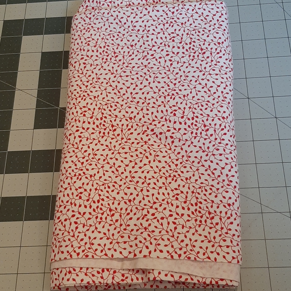 2 yards white with red leaves/ buds